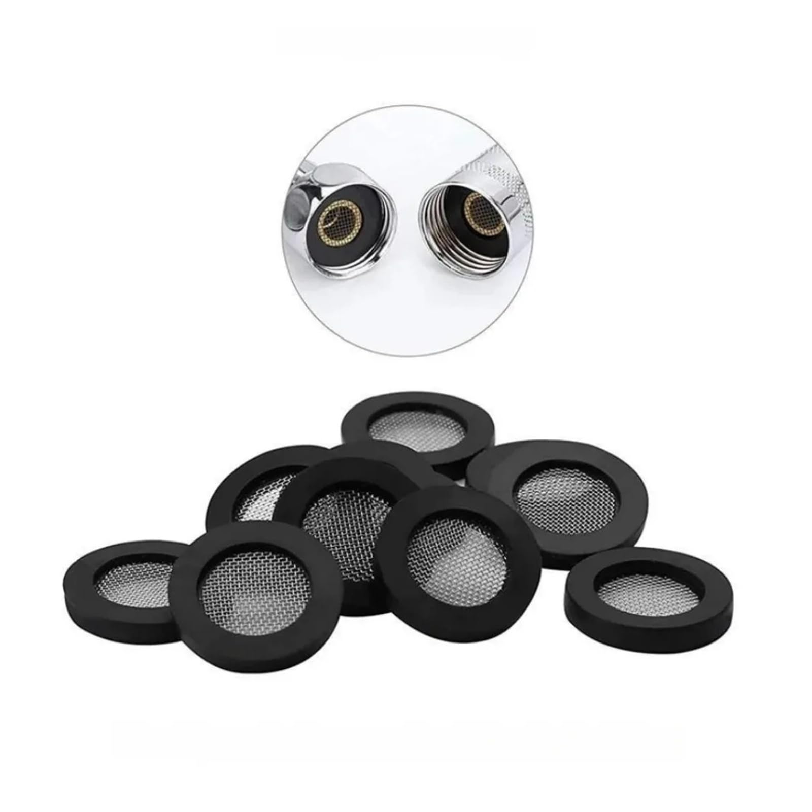 Arandelas de goma para filtro de grifo, 20 piezas de malla para cabezal de ducha para una fácil instalación con manguera de jardín, filtros de agua compatibles