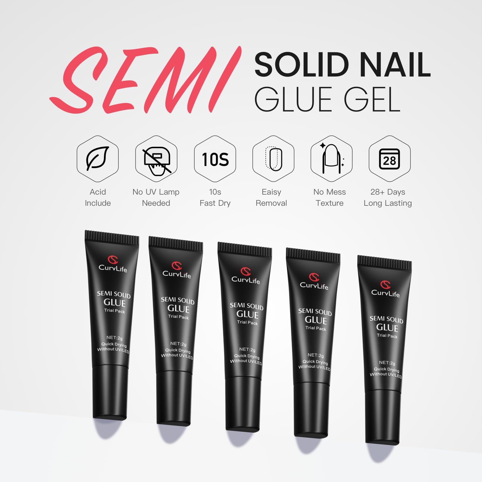 Strong Nail Glue for Press-Ons - CurvLife 5 Pack -2