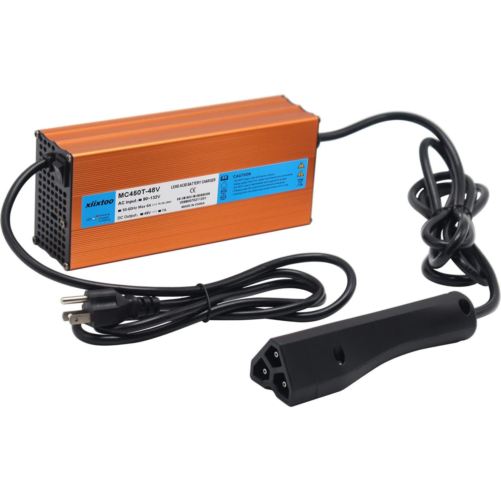 xiixtoo 48V 7 AMP Golf Cart Battery Charger Replacement Compatible for 48 Volt EZGO RXV & TXT Golf Carts with 3 Pin RXV/Triangle Style Plug