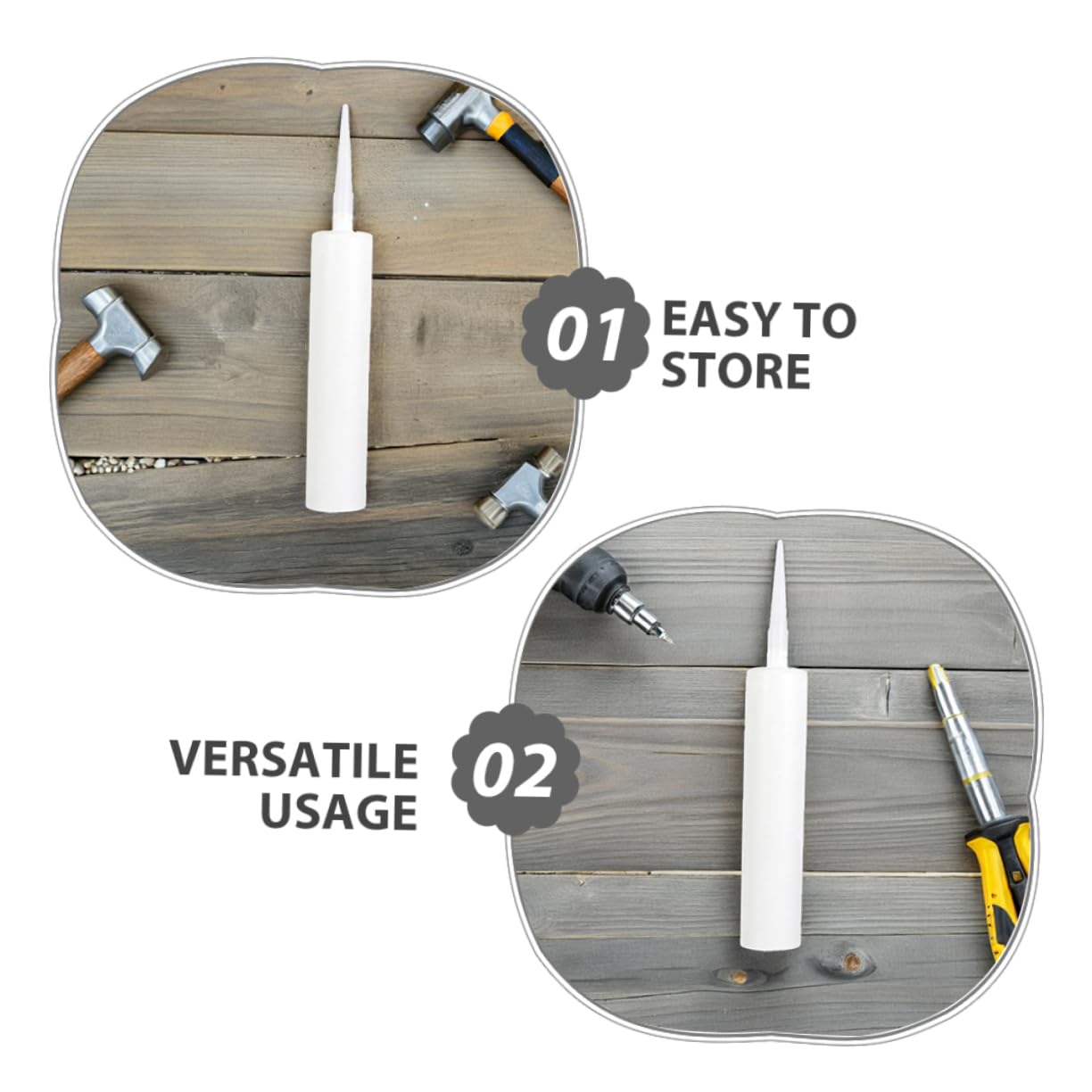 Tubes de Calfeutrage Vides en Plastique Blanc, Lot de 20 Pièces | Légers et Portables, pour Réparations et Travaux de Rénovation Intérieure, Adaptés aux Fissures Latex
