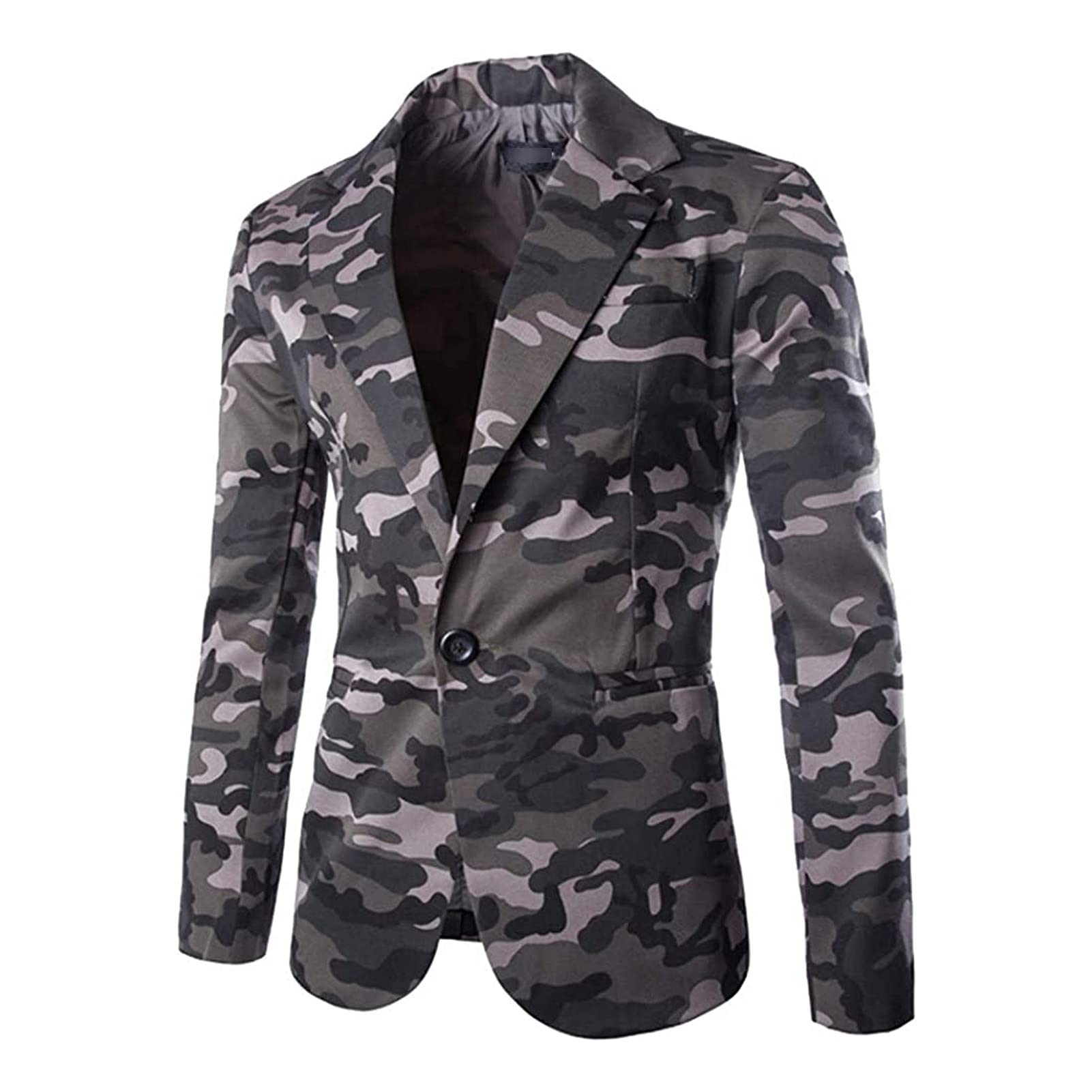 Blazer Camouflage Slim à Manches Longues et Revers Échancrés Confortables - 8