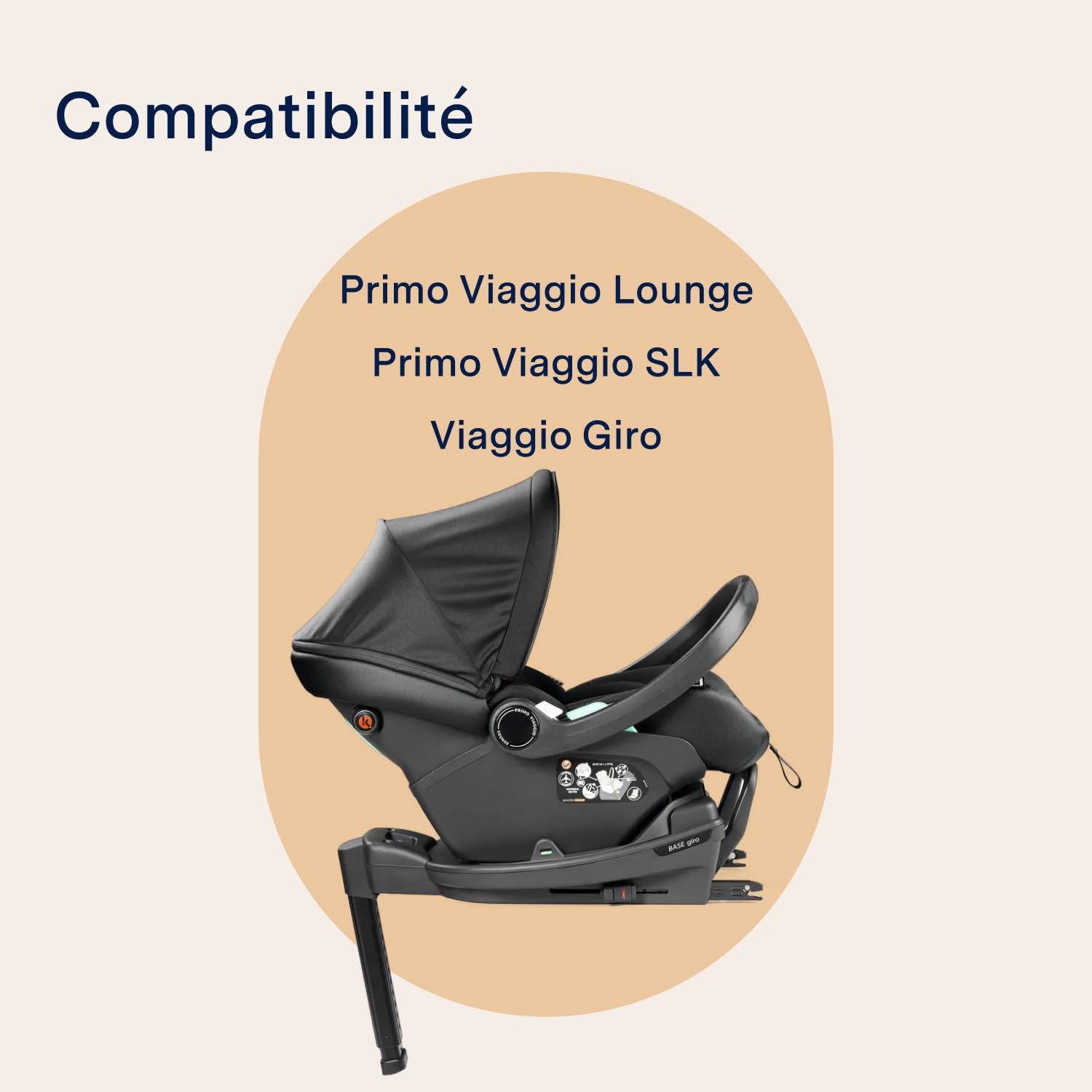 PEG Base Giro - Base Auto Pivotante i-Size à 360° - Compatible avec les Sièges-Auto Primo Viaggio Lounge, Primo Viaggio SLK et Viaggio Giro