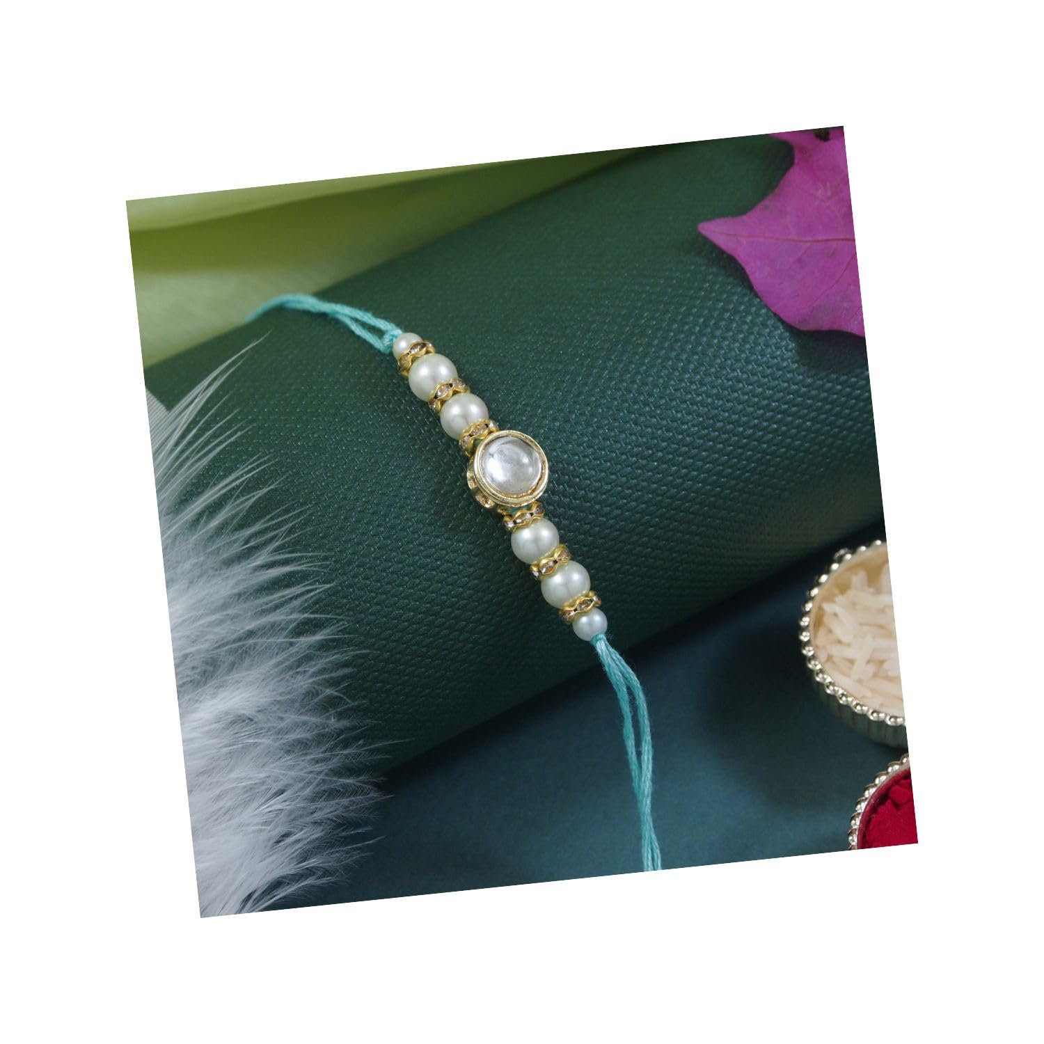I Jewels White Kundan & Pearl Rakhi With Roli Chawal & Rakshabandhan Card for Brother/Bro/Bhai/Men (R150) (White) (B0D7HWJ294) Amazon Price History, Amazon Price Tracker