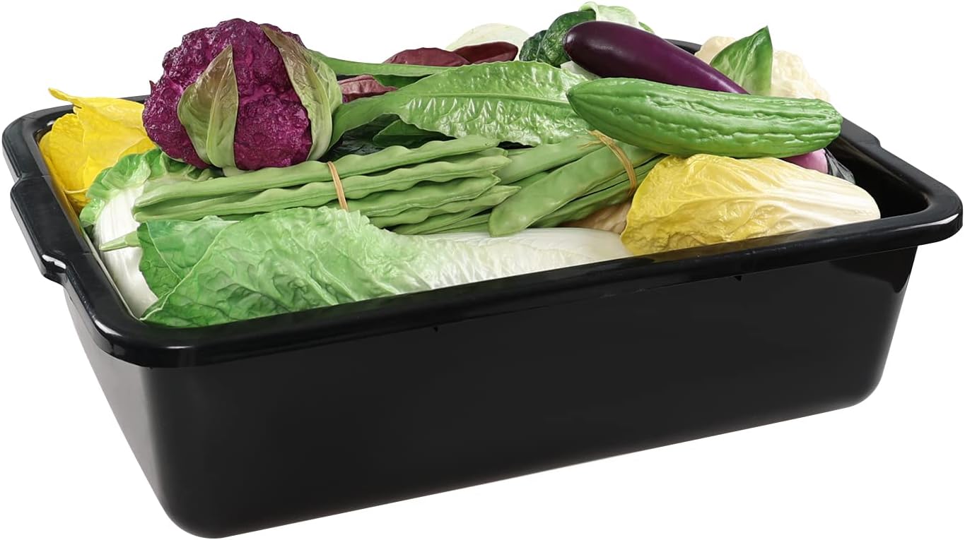 32 L 4-Pack Large Commercial Food Service Bus Box, Plastic Utility Bus Tub, Black