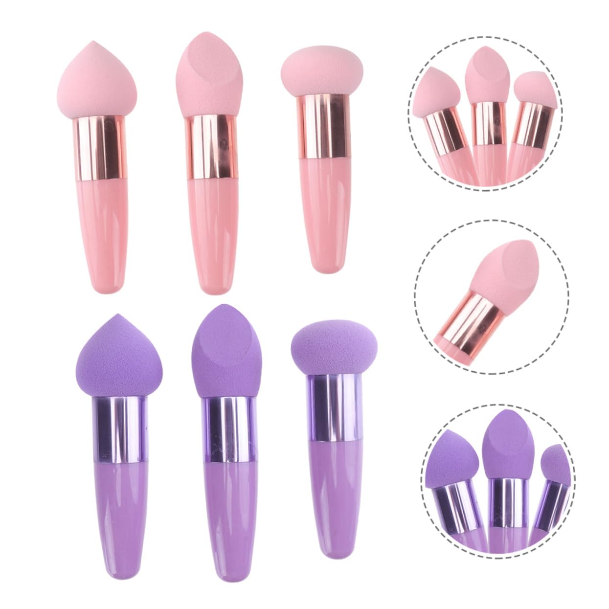 Homoyoyo Set di 2 Penne di Bellezza Porpora Spugne Make Up in Materiale a Rete per Evidenziatore e Crema Manico Ergonomico e Facile Presa