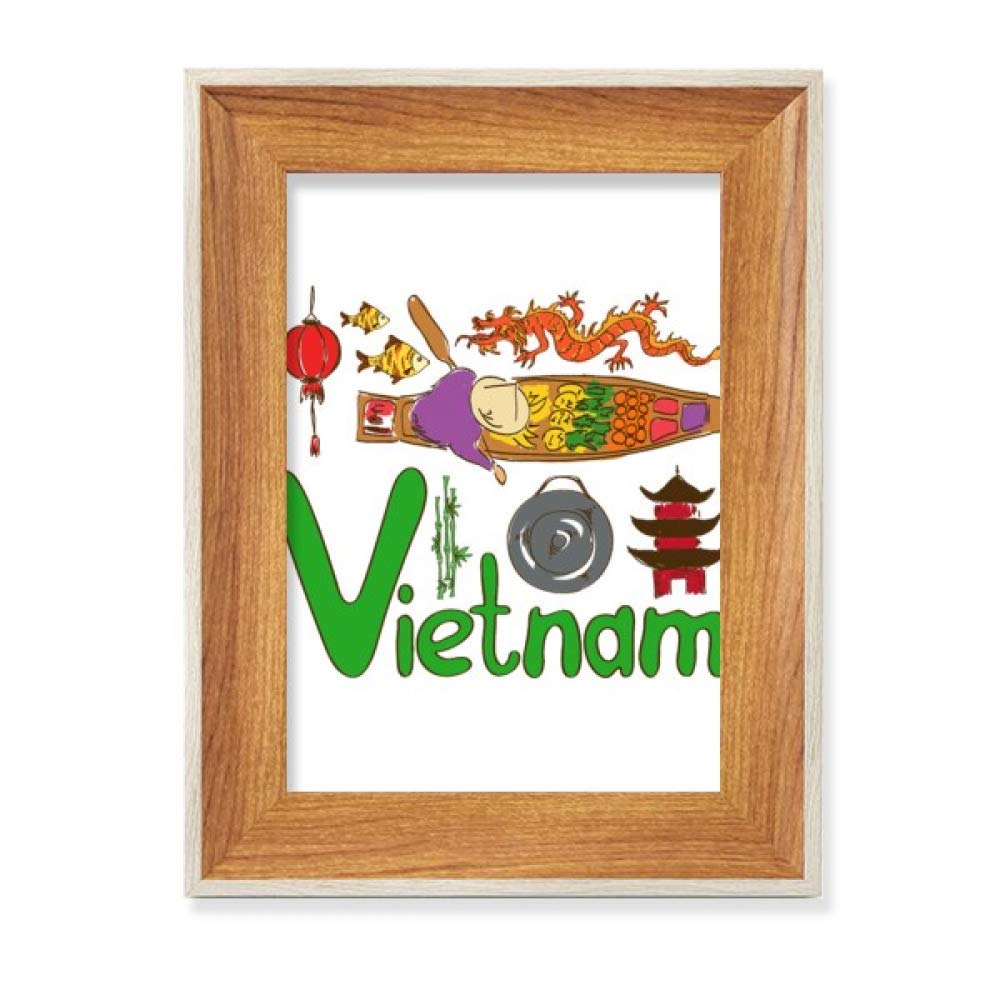 Cadre Vietnam symbole national en bois pour embellir votre espace de travail