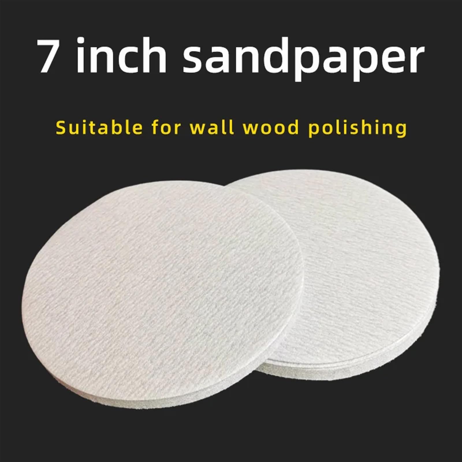 Disque a Poncer Assortiment de papier verre sec et humide, disque ponceuse grain 80 à 320, 7 pouces, 175mm, avec tampon ponçage crochet boucle for le bois, 10 pièces(120)