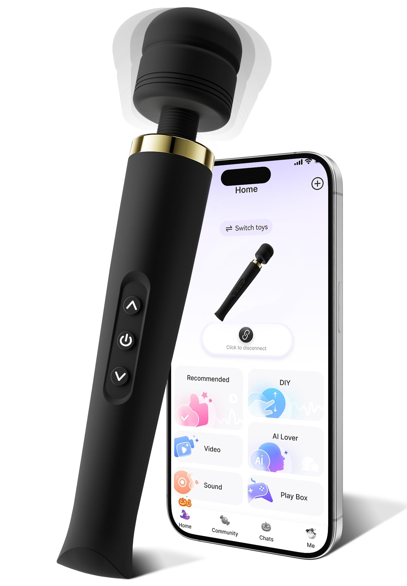 Toendi Premium Massager Tools for Beginners AI-Sync App Control Body Massager with 8 Speeds & 5 Modes, 360° Head Massager Waterproof Massager, Massage Wand for Women, Men, Couple