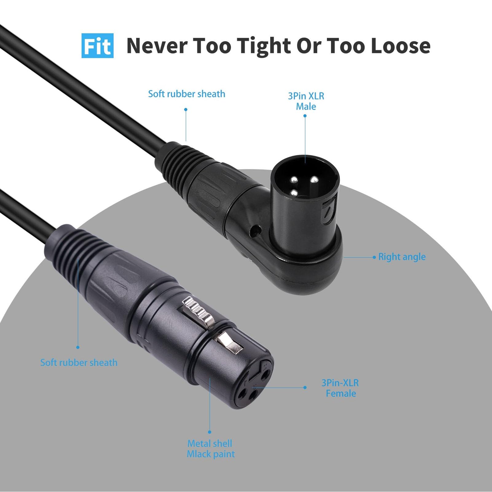 Cocoarm Cavo Microfonico XLR, Adattatore in PVC da 90 Gradi per Mixer da Studio e Altoparlanti con Angoli Regolabili (30 cm / 11,81 pollici)