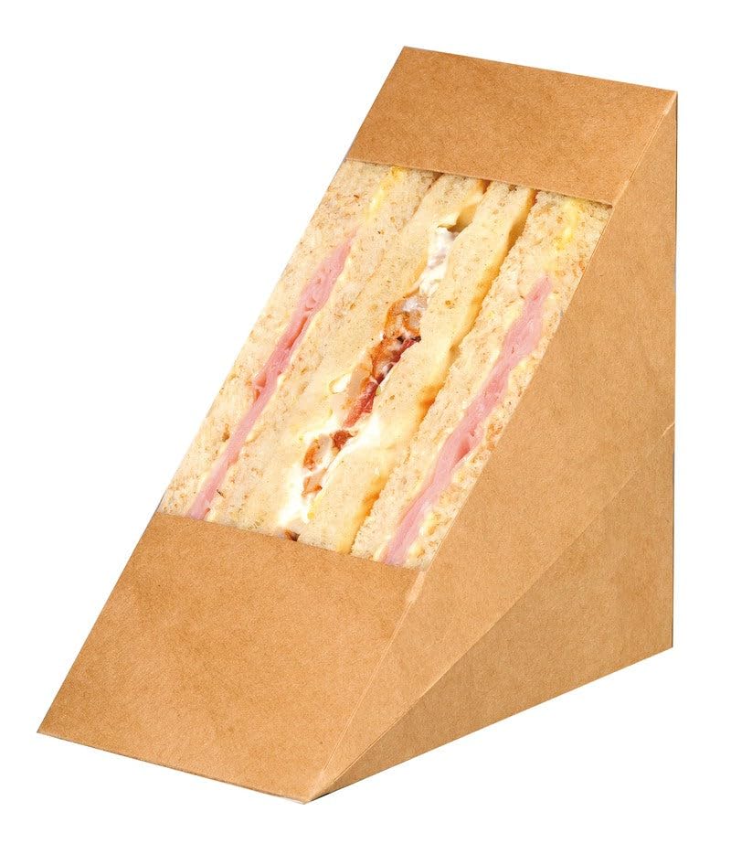Envase Kraft para sandwich triangular con ventana para hostelería