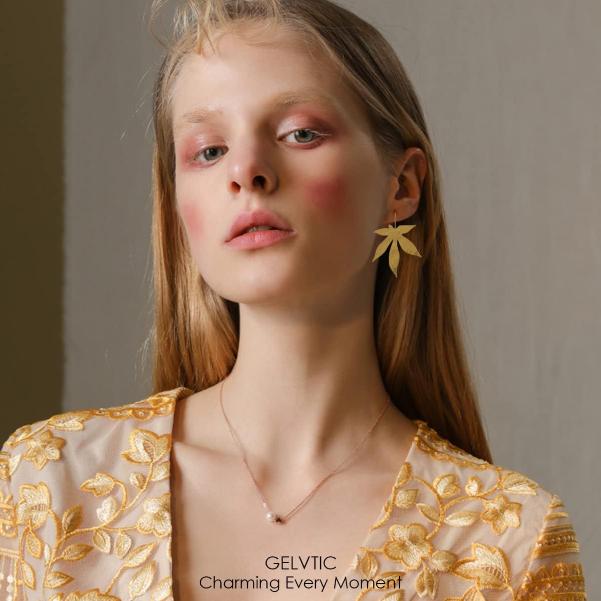 Gold Leaf Earrings for Women Lightweight Statement Palm Leaves Drop Dangle Fall Earring Ginkgo Dangling Monstera Big Filigree Boho Hook Jewelry Birthday Valentine's Day Gift - Image 4