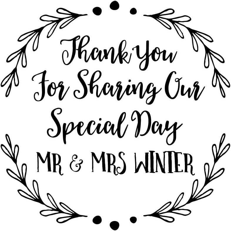 Personalised Laser Rubber Stamp - Wedding Favour: Leaf Circle Border