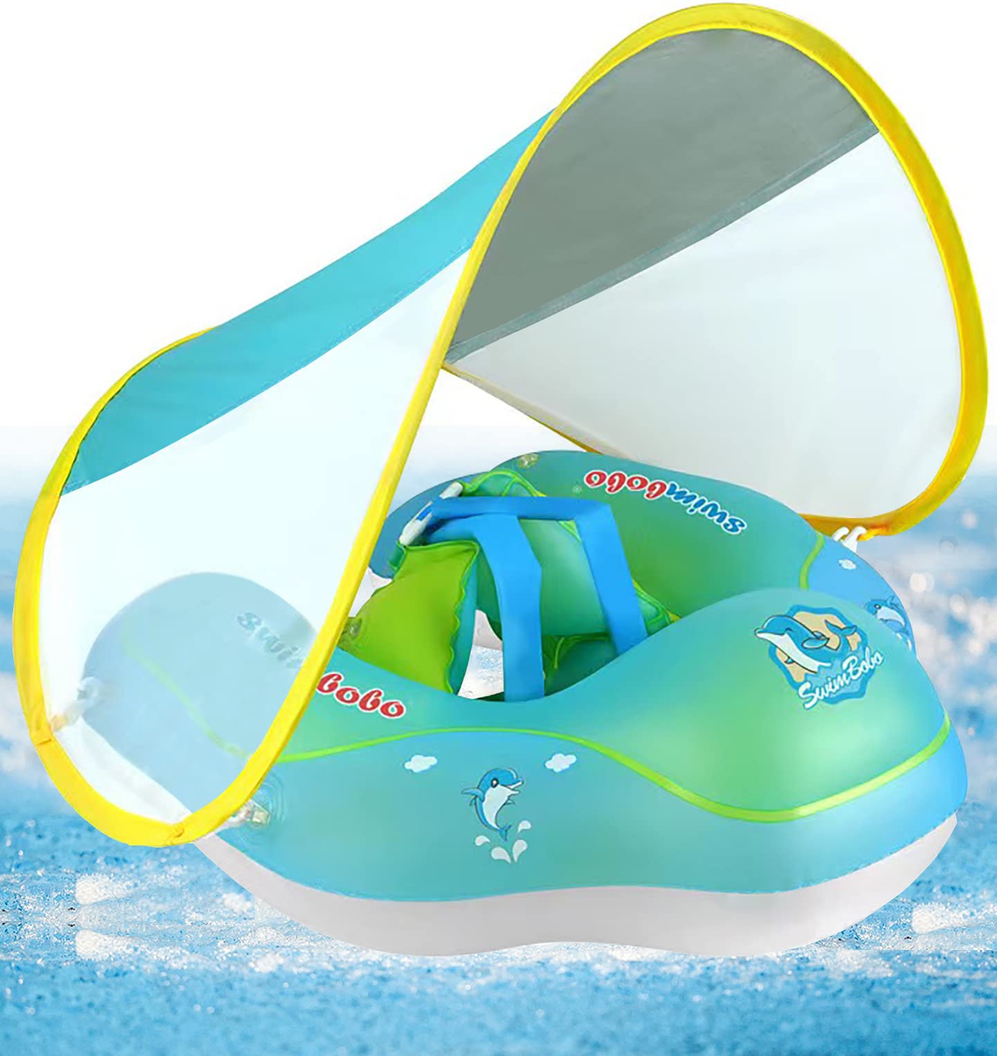 Flotador Bebe con Sombrilla,Flotadores Piscina Bebe con Parasol,Flotador Bebé,Flotador Bebe 3 Meses-36 Meses