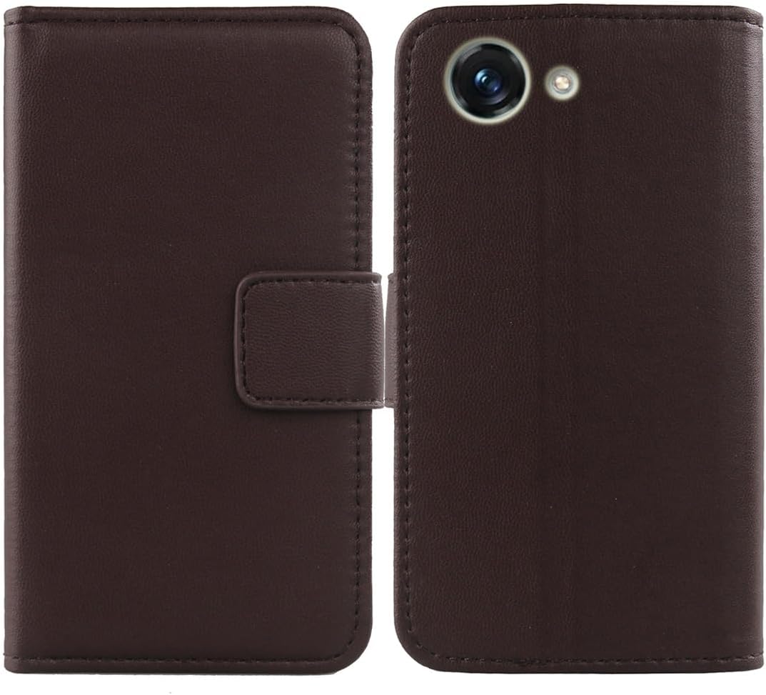 Premium Genuine Real Flip Folder Folio Leather Case for Bluefox NX1 4" Phone Protection Protector Cover Book Wallet Business Skin Pouch Etui (Dark Brown)