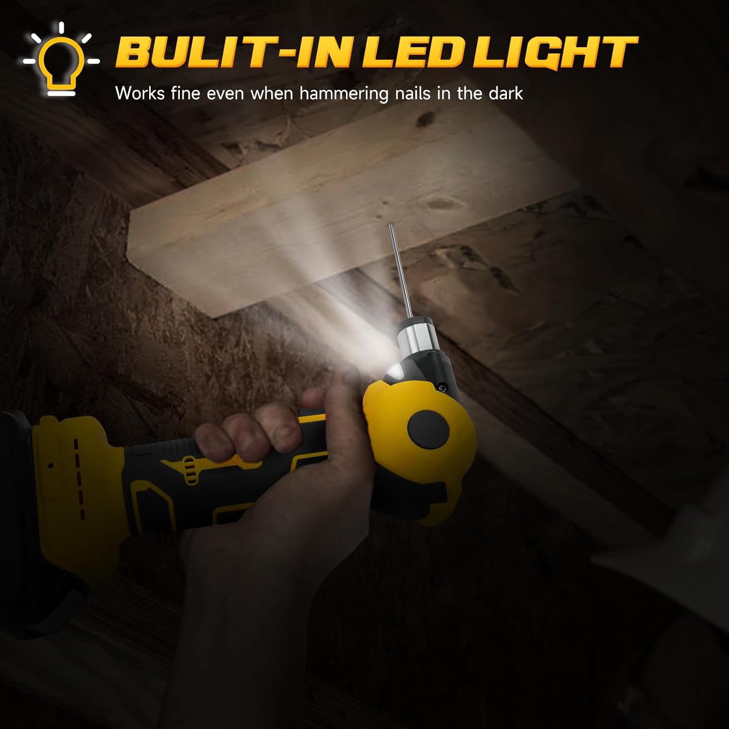 Cordless Palm Nailer for dewalt 20V Battery, Auto Hammer with Magnetic Head,0-90° Adjustable Auto Hammer for One-Handed Use, for Framing & Joist Hangers(No Battery)