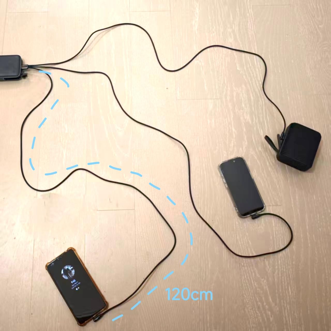 GIMIRO Cavo di ricarica USB 3 in 1, nylon intrecciato, porta gomito, porta USB A a USB C, connettore multiuso, sincronizzazione e ricarica per più dispositivi (CCC-BLACK, 120 cm)