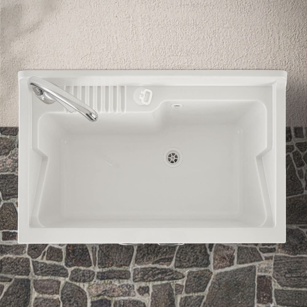 Inbagno Vasca lavatoio Lavanderia, 80x50 cm, in termoformatura Bianco, Ideale per Esterno (Vasca)