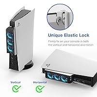 Vista 4 de PS5 Cooling Fan, MEQI PS5 Accessories Upgraded Quiet Cooler Fan with LED Light & USB 3.0 Hubs, Efficient Cooling Station for Playstation 5