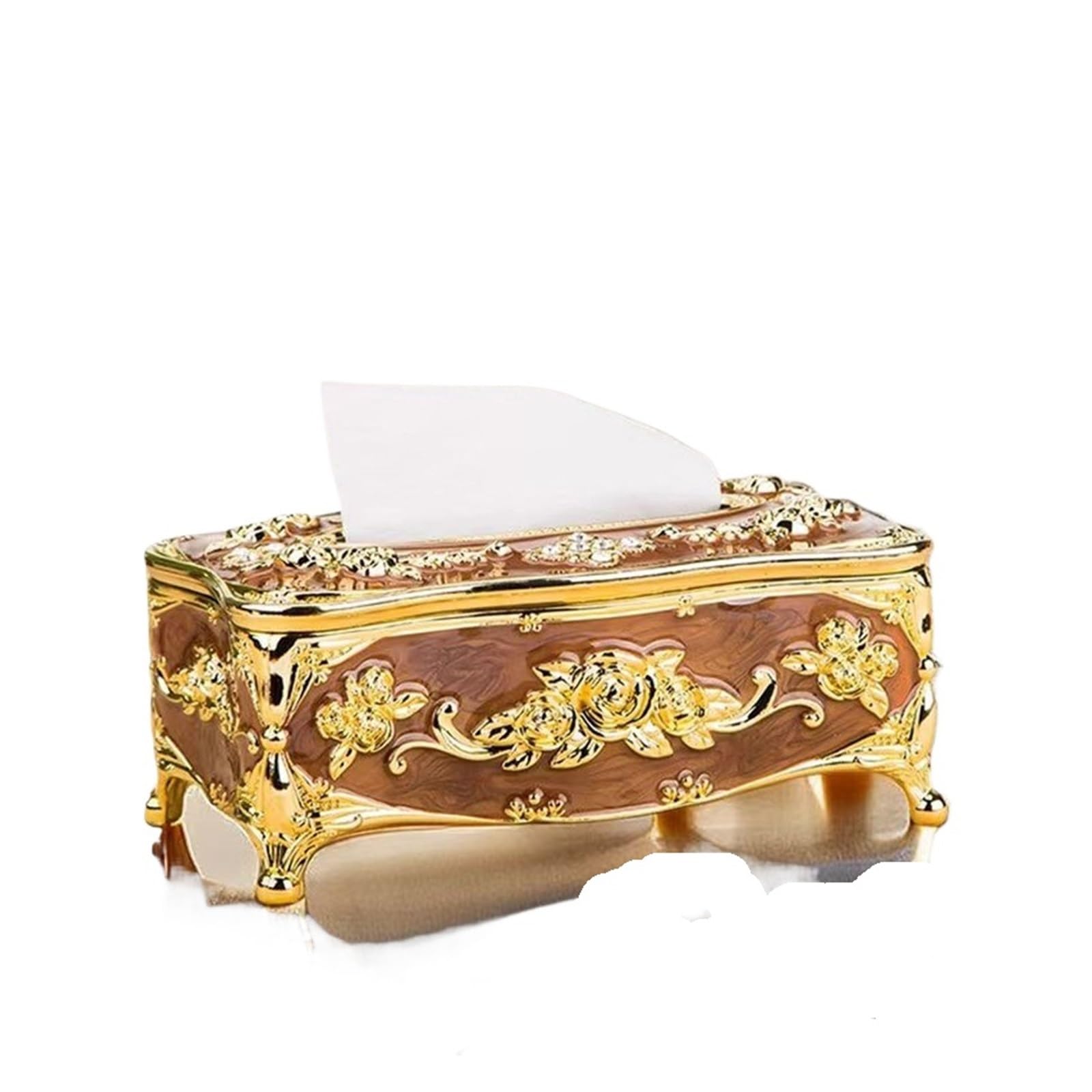 Tissue Box Tissue box hotel restaurant napkin extraction box, kitchen and living room tabletop tissue storage box(B-Golden brown)