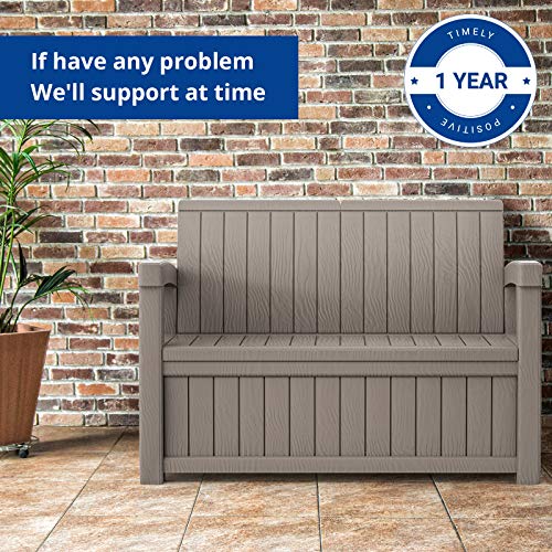 Cozy Castle Outdoor Storage Bench, 184L/49Gal Resin Outdoor Storage
