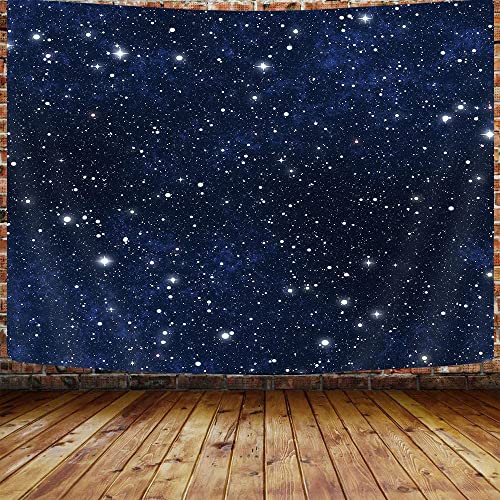 Outer Space Galaxy Tapestry, Dark Blue Starry Night Sky Stars Moon Ceiling Tapestries, 60"X40"Inch Fantasy Cosmic Universe Celestial Small Tapestry Wall Hanging For Bedroom Room Dorm #TOP1