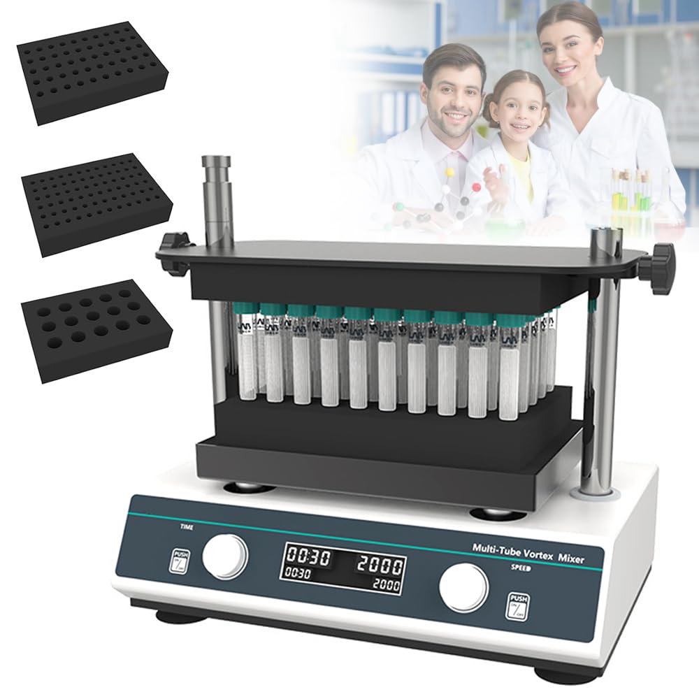 Vortex Shaker miksujący, oscylacja 500-3000 obr./min z 3 modułami, huśtawka pozioma 4 mm, timer 1-24 h lub tryb ciągły do laboratoryjnych mieszanek płynnych