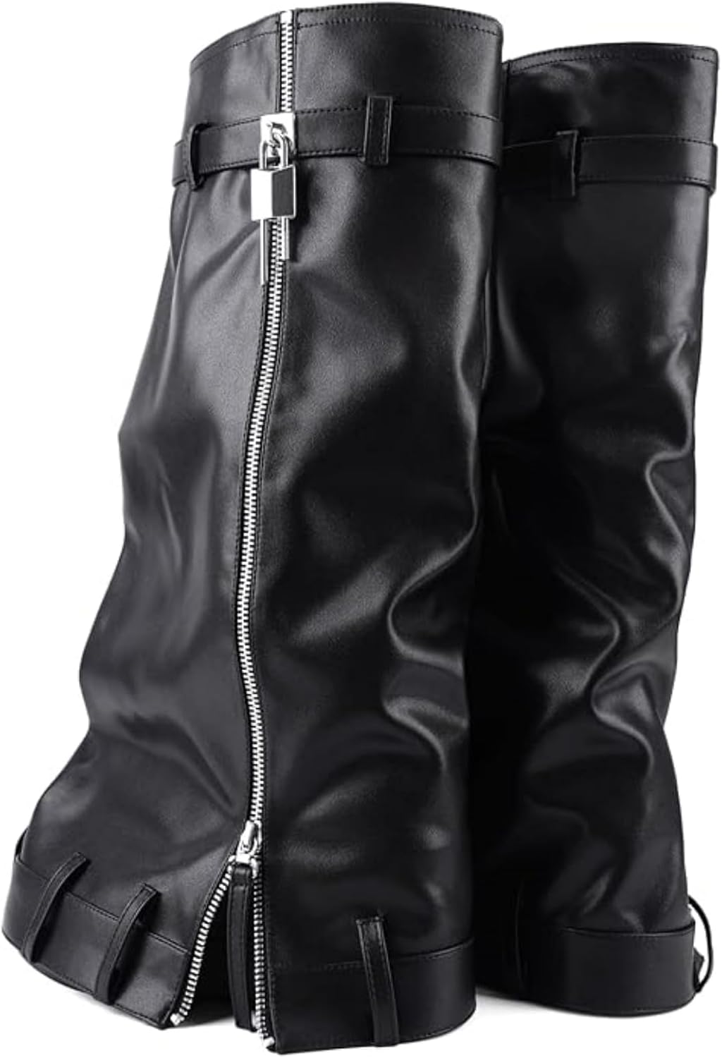 Women’s Fold Over Knee High Boots Platform Wedge Slouch Boots, Round Toe Slip On Tall Boots, Regular & Wide Width, Fashion Comfort for Concert & Casual Wear - Image 8