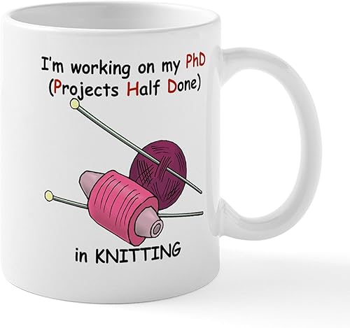 CafePress Knitting Phd (Projects Half D Mug 11 oz (11.0 fl oz) Taza de café de cerámica CafePress Knitting Phd (Projects Half D Mug 11 oz (11.0 fl oz) Taza de café de cerámica