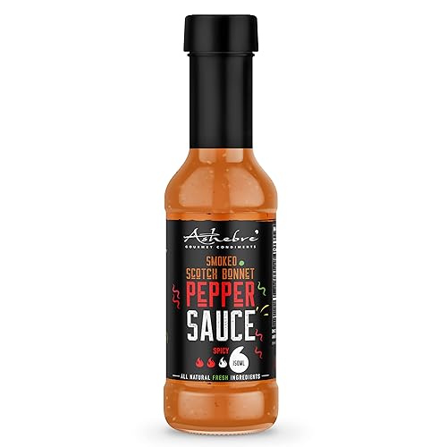 Ashebre Salsa picante ahumada Scotch Bonnet - Salsa picante gourmet sin gluten - Producto de Jamaica, sabor único audaz y delicioso (5 onzas)