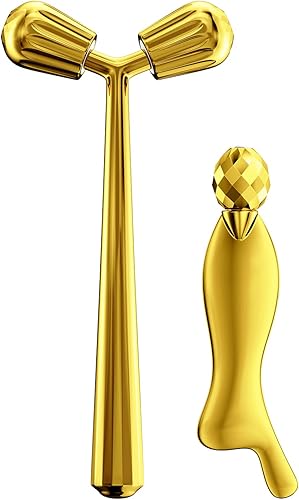 Masajeador facial de rodillo 3D rodillo facial de metal 3D V rodillo facial de elevación de línea en V kit de herramientas de masaje Gua Sha rodillo