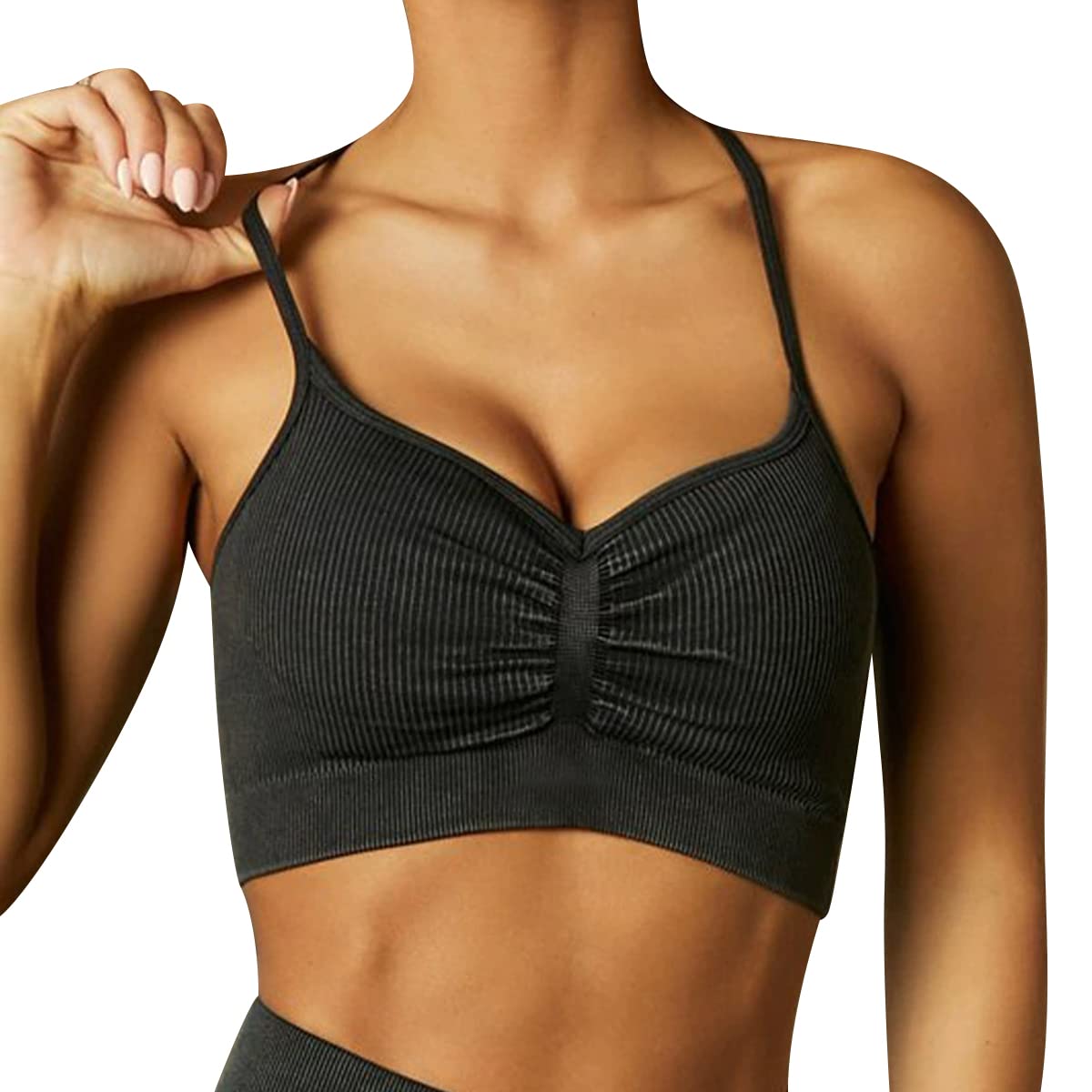 Soutien-gorge de sport à volants et sans couture coupe ajustée S