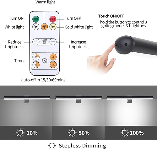 Miniatura 3 de Luz LED de pintura recargable con control remoto, lámpara de exhibición de luz de arte de metal completo de 16 pulgadas con brillo regulable