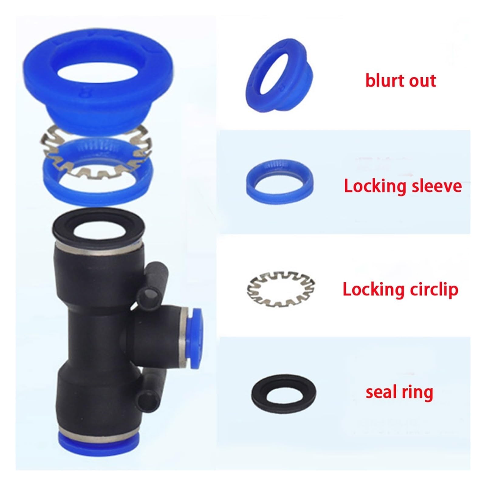 Pneumatischer Anschluss PEG Kunststoff Drei-Weg T-Rohr PEG6-4 PEG8-4PEG8-6PEG10-6 PEG10-8 OD Schlauch Push-In Schnellverbinder(PEG8-10-8)