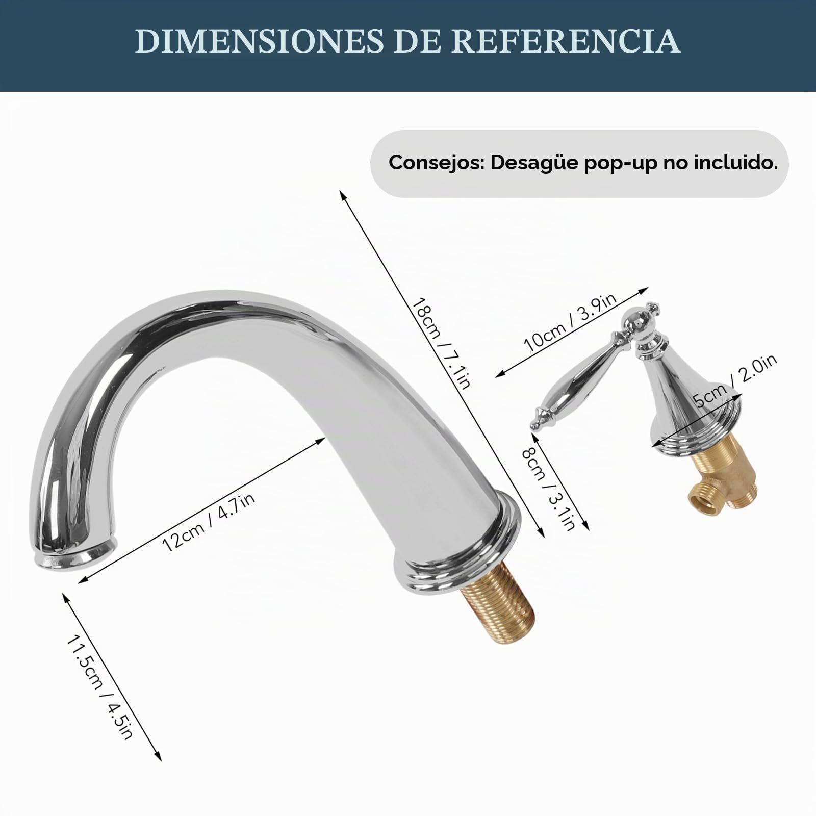 Grifo de Lavabo, Grifo Mezclador de Lavabo Vintage de 3 Agujeros con Doble Manija, Cobre Completo para Agua Fría y Caliente, Fácil Instalación y Resistente para Baño, Cocina, Hotel