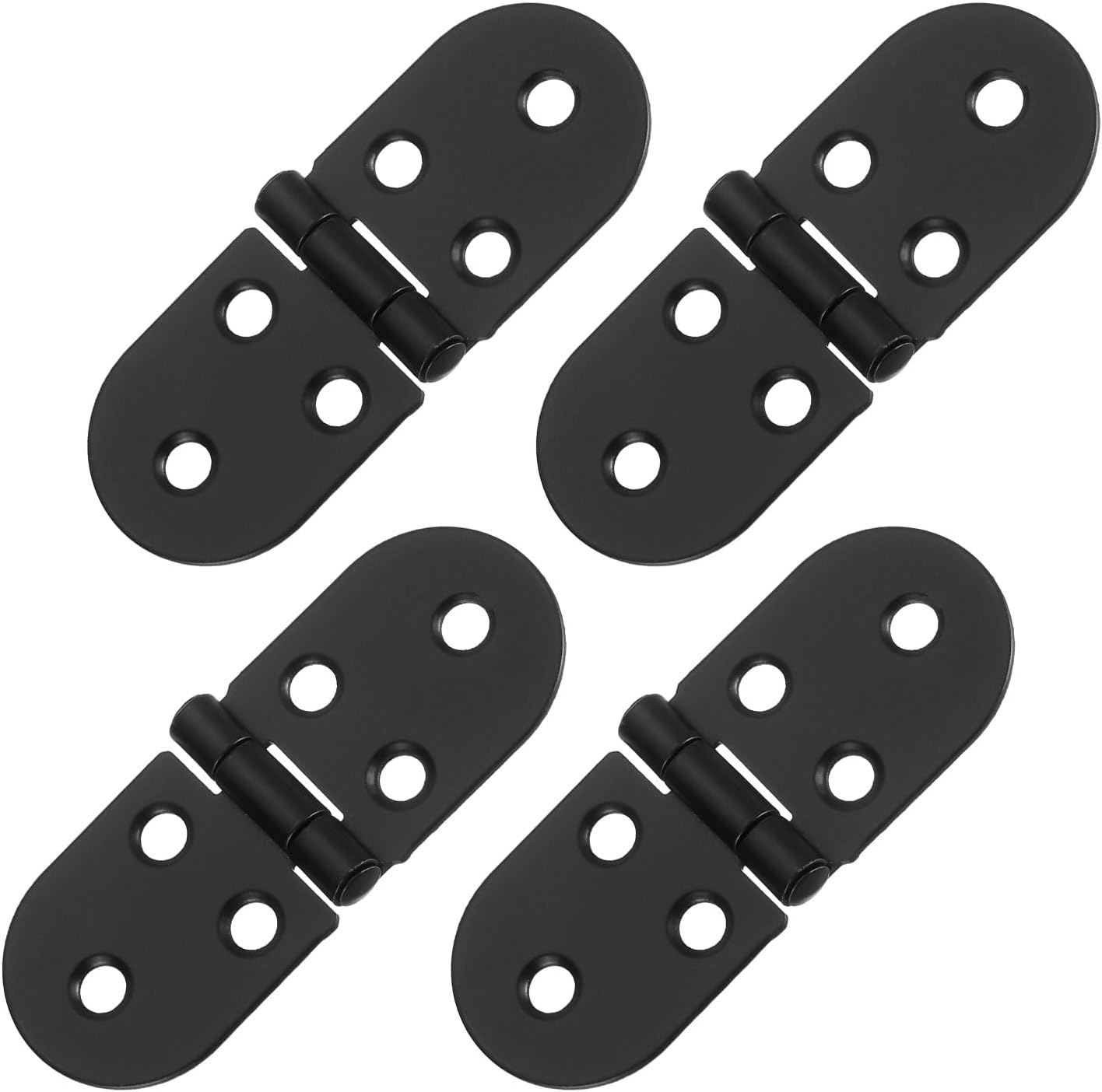 Folding Table Hinge, 4pcs Iron 270 Degree Round Edge Sewing Machine Table Butler Tray Hinges for Cabinet Desk Drawer Door Furniture (Black, 3.2 x 1.2inch)