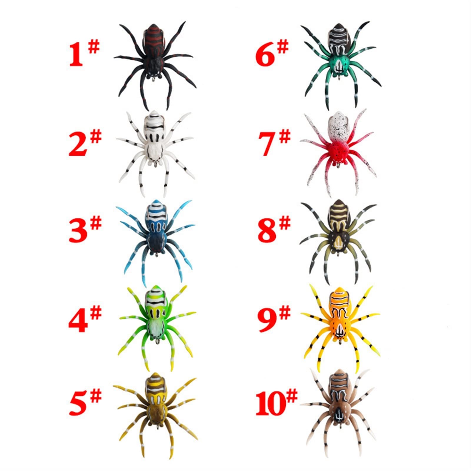 10 pièces 3g/7g Leurre de pêche à l'araignée de simulation flottante Leurres de natation en plastique souple Appâts flottants réalistes sans mauvaises herbes pour Bass Truite Saumon Eau douce