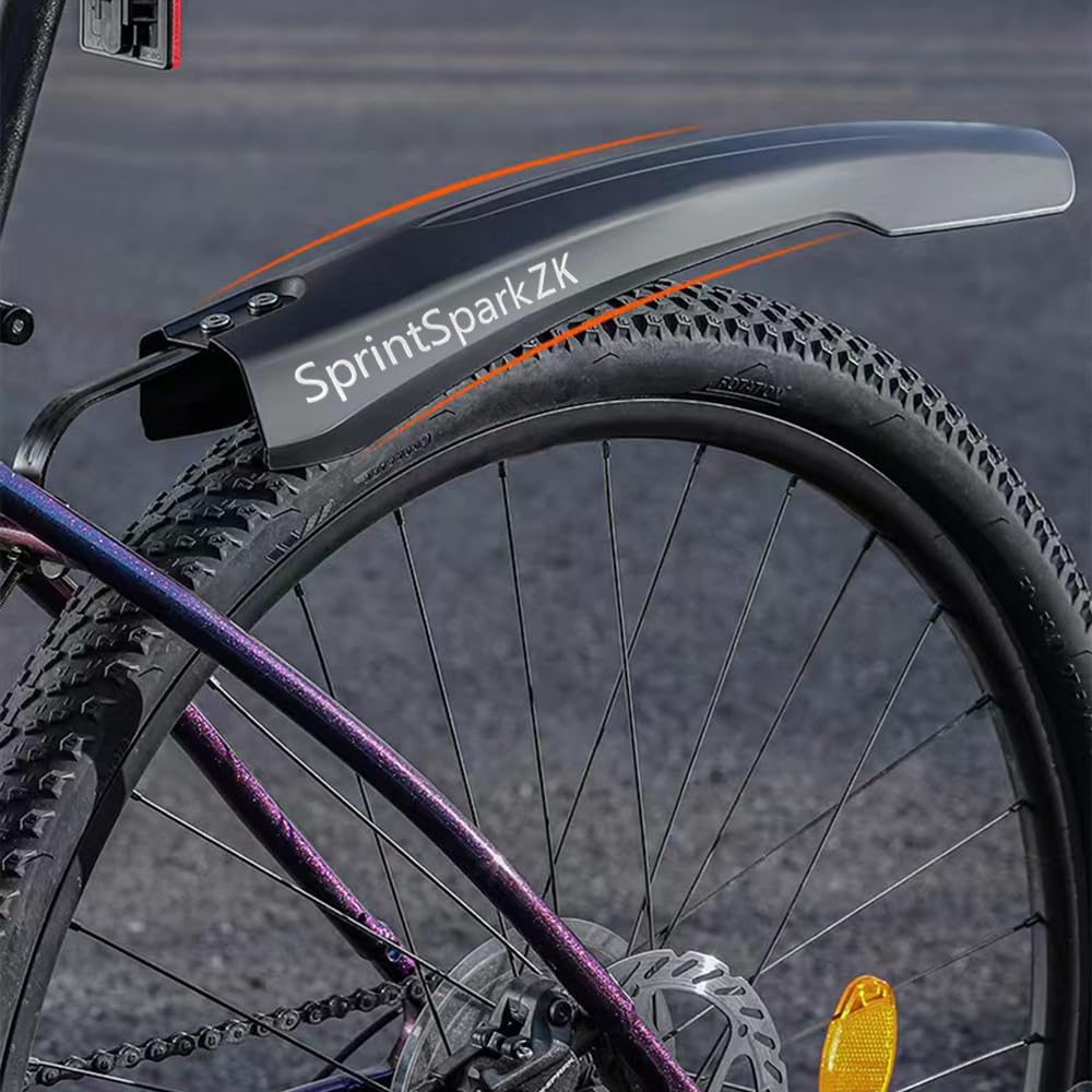 SprintSparkZK Bicycle Fender Set Front and Rear Fenders Providing Wider and Thicker Protective Fenders(A:Black)