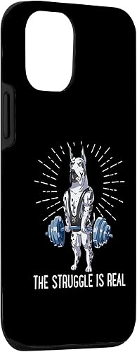 Miniatura 6 de iPhone 13 Pro Max Struggle Is Real Dogo Argentino Deadlift Fitness Case
