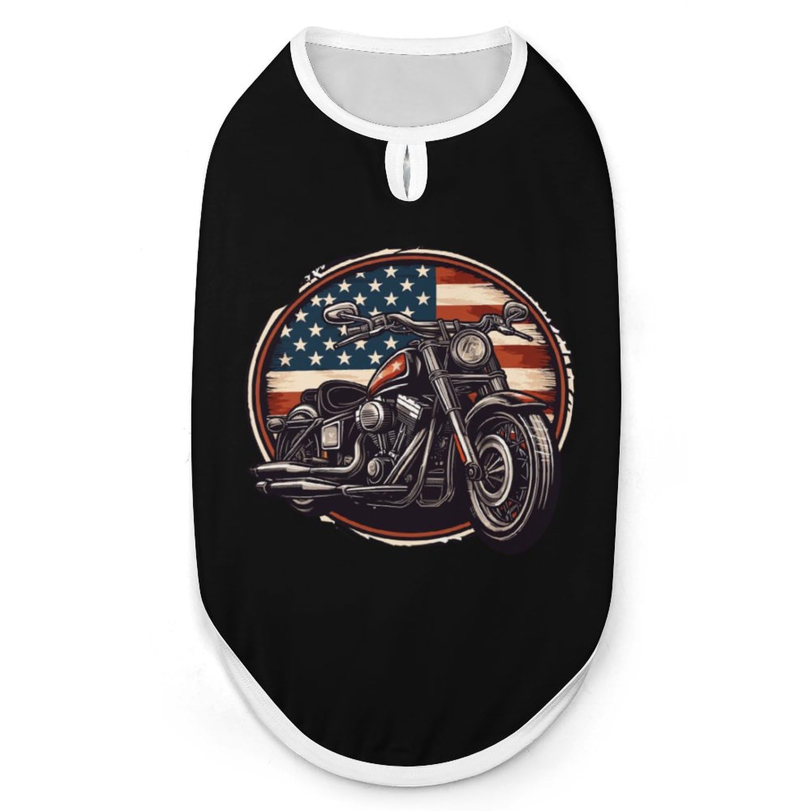 American Flag with Motorcycle Pet Tank Top Dog Shirts Printed Sleeveless Vest Soft Pet T Shirts for Small Medium Dogs and Cat L