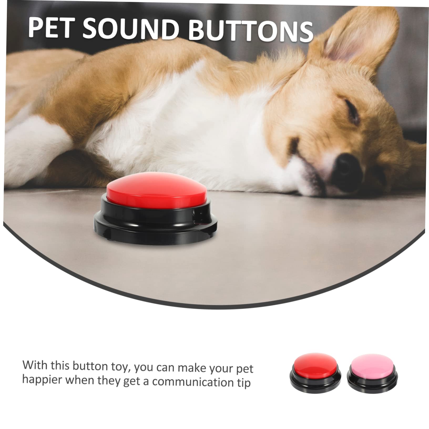 ORFOFE 2 Juegos De Botones De Comunicación para Mascotas con Función De Grabación Y Timbre para Perros Botones De Plástico para Entrenamiento De Mascotas (2 Unidades)