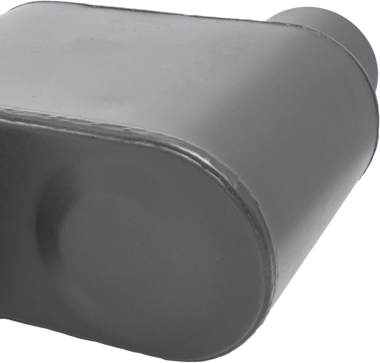 M-AUTO Single Chamber Muffler, 2.25" Inside Inlet and Outlet Universal 12.5" Overall Length Stainless Steel Exhaust Muffler Assembly, Gray
