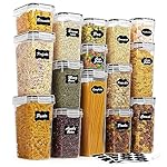 Vtopmart Airtight Food Storage Containers Set with Lids, 15pcs BPA Free Plastic Dry Food Canisters for Kitchen Pantry Organization and Storage, Dishwasher safe,Include 24 Labels, Black