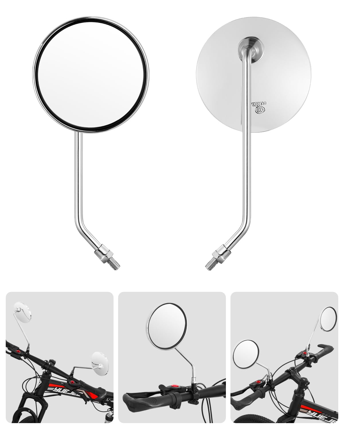 Fahrradlenker Rückspiegel, universell verstellbar, drehbar, klarer Spiegel für Mountainbike, Rennrad, Elektrofahrrad, Motorrad, Elektroroller, mit 8 mm installieren Basis (1 Paar konvex)