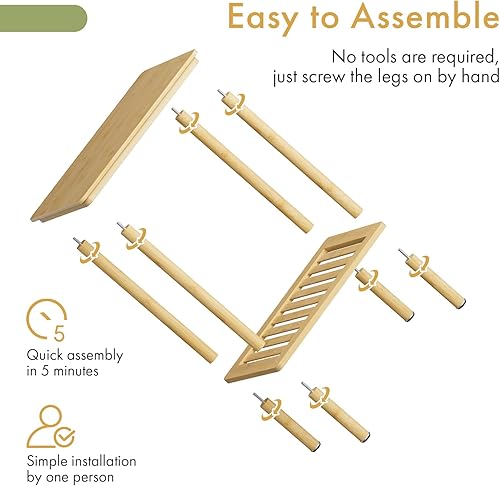 Miniatura 7 de Mesa auxiliar de bambú, mesa auxiliar pequeña, mesa auxiliar de 2 niveles con estante abierto, mesita de noche, mesita de noche bohemia, mesa de