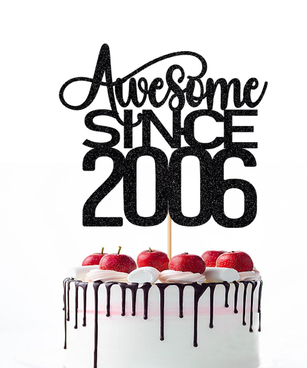 Naicaek 19th Awesome Since 2006 Cake Topper,Happy 19th Birthday Cheers to 19 Years Birthday Cake Pick 19 Fabulous Cake Decorations,19th Birthday/Anniversary Party Decorations for Men Women
