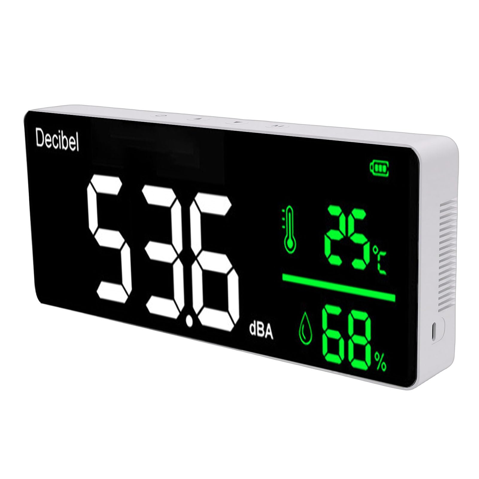 Zerodis Fonometro con Display LED da 11 Pollici, Indicatore di Temperatura dell'umidità per Studio Domestico e Uso in Ufficio