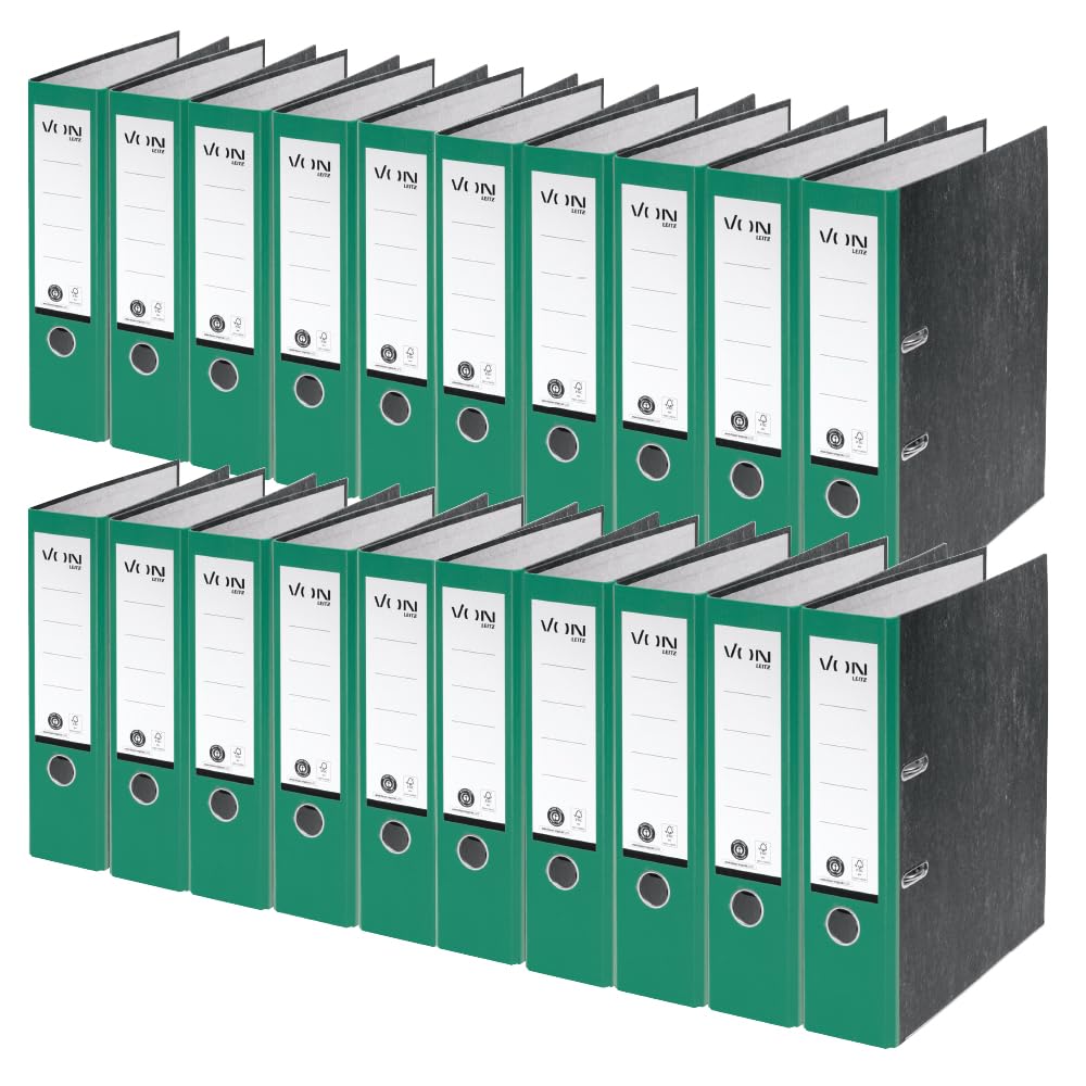 VON Leitz 10530055 A4 Folder 100% Recycled Paper 80 mm Spine Width for 600 Sheets Blue Angel & FSC Certified for School, Study & Home Use Green