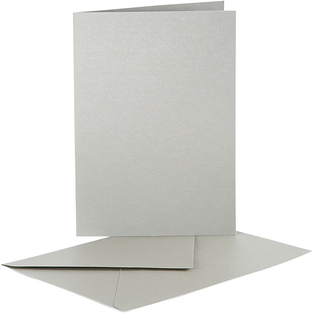 Company 23821 10-Piece Pearlescent Cards and Envelopes, Silver , 11.5x16.5 cm