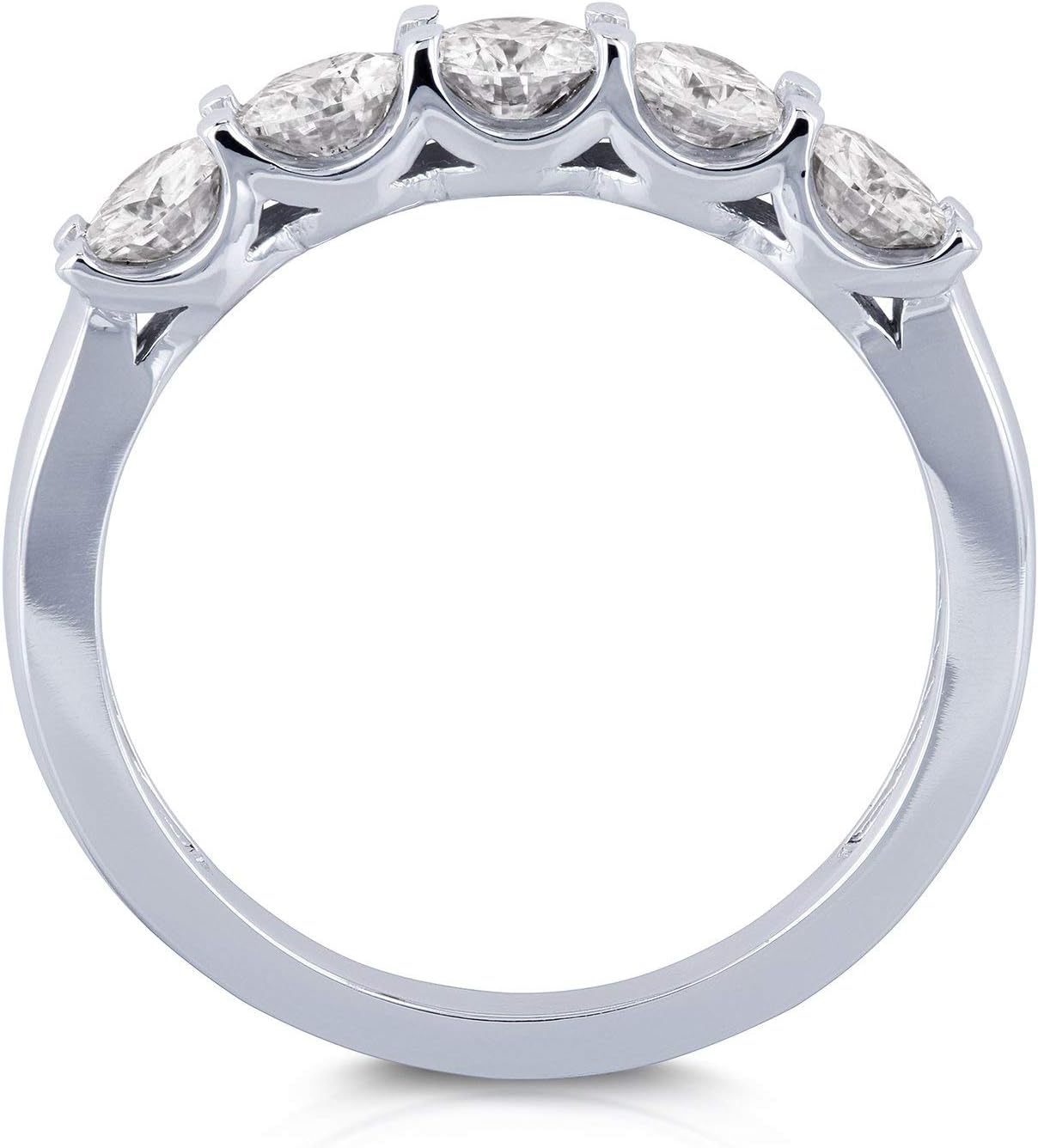 Kobelli Round Five Stone Diamond Prong-set Wedding Band 1 CTW 14k White Gold