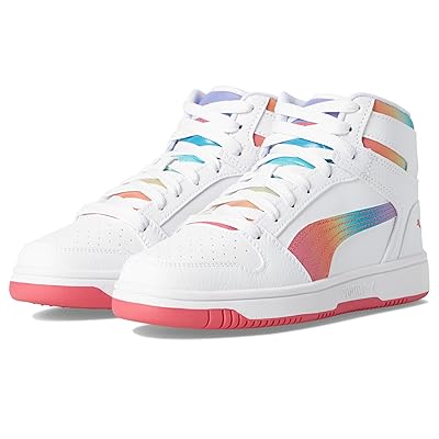 PUMA Kids Rebound Layup Mid (Big Kid) Kids Shoes Puma White/Magic Rose
